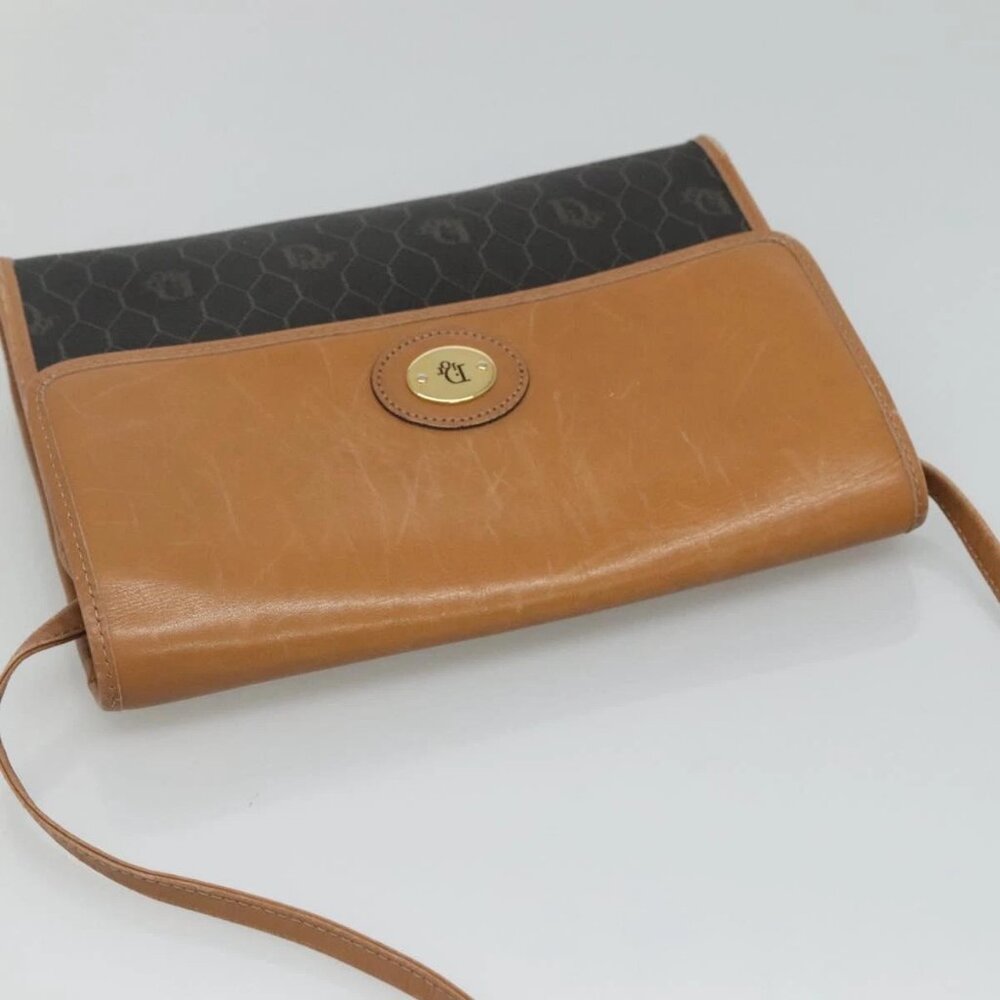 Christian Dior Honeycomb Canvas Shoulder Bag PVC Black Gold Auth BA558 - Picture 7 of 16